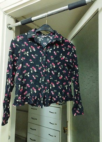 Pembe Desenli Uzun Kollu Kadın Gömlek - Görsel 3