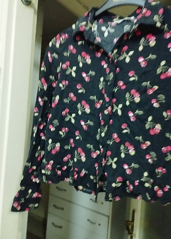 Pembe Desenli Uzun Kollu Kadın Gömlek - Görsel 7