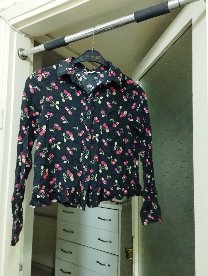 Pembe Desenli Uzun Kollu Kadın Gömlek - Görsel 2