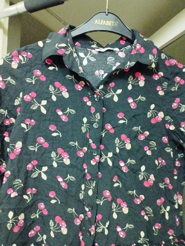 Pembe Desenli Uzun Kollu Kadın Gömlek - Görsel 4