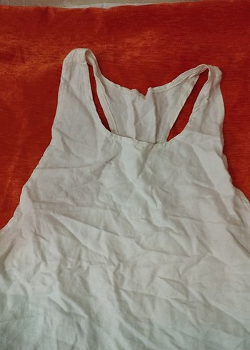 Beyaz Keten Askısız Salaş Atlet - Görsel 9