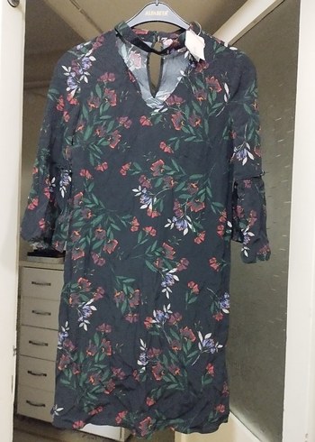 V Yaka Bohem Midi Elbise - Görsel 2