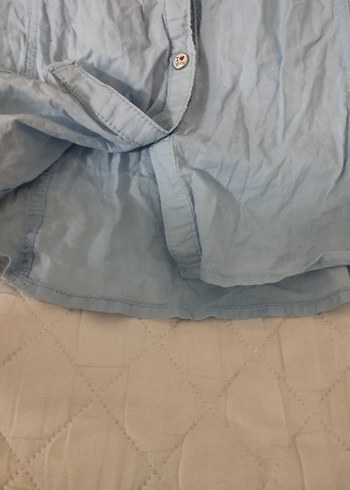 Mavi Keten Kadın Gömlek - Görsel 3