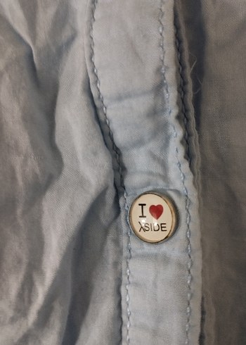 Mavi Keten Kadın Gömlek - Görsel 4