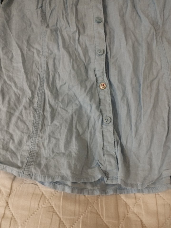 Mavi Keten Kadın Gömlek - Görsel 2