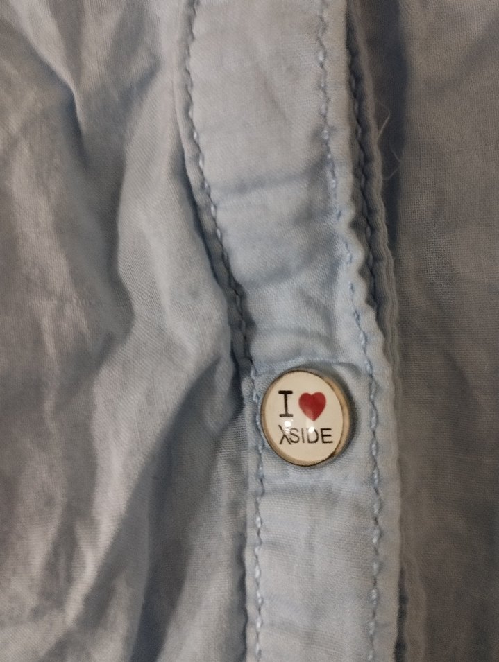 Mavi Keten Kadın Gömlek - Görsel 4