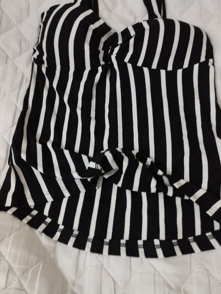 Siyah Beyaz Zebra Desenli Midi Mayo - Görsel 3