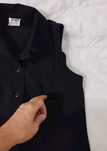 Siyah Keten Düğmeli Kolsuz Gömlek - Görsel 7