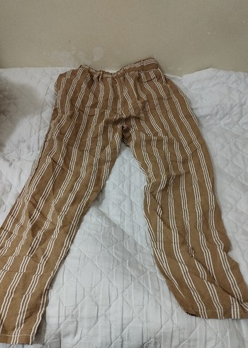 Kadın Kahverengi Keten Salaş Pilili Pantolon - Görsel 11