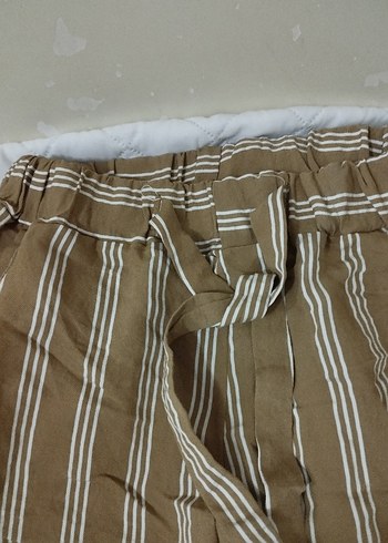 Kadın Kahverengi Keten Salaş Pilili Pantolon - Görsel 6