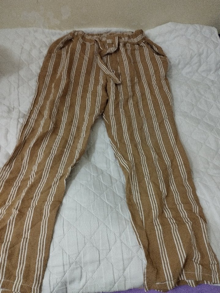 Kadın Kahverengi Keten Salaş Pilili Pantolon - Görsel 2