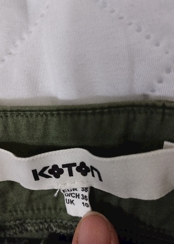 Kadın Yeşil Kemerli Keten Mini Pantolon - Görsel 7