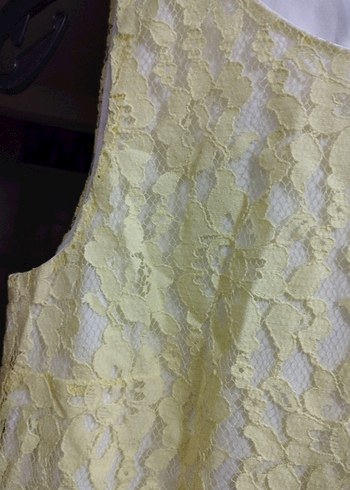 Sarı Dantel detaylı beyaz Bluz - Görsel 6