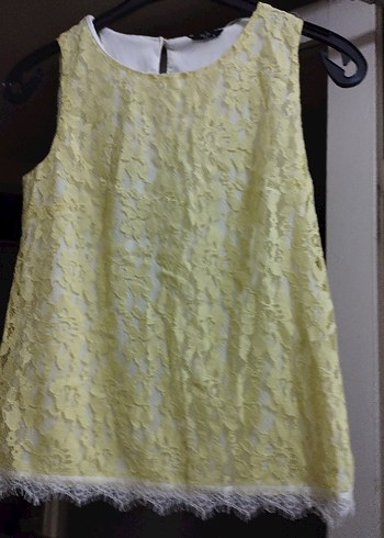 Sarı Dantel detaylı beyaz Bluz - Görsel 2