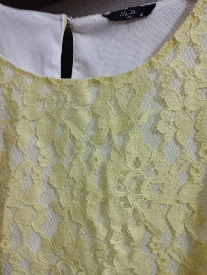 Sarı Dantel detaylı beyaz Bluz - Görsel 5