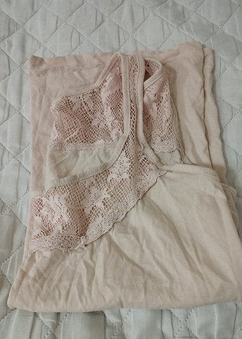 Dantelli Bej Keten Askılı Kadın Atlet - Görsel 9