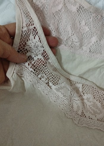 Dantelli Bej Keten Askılı Kadın Atlet - Görsel 3