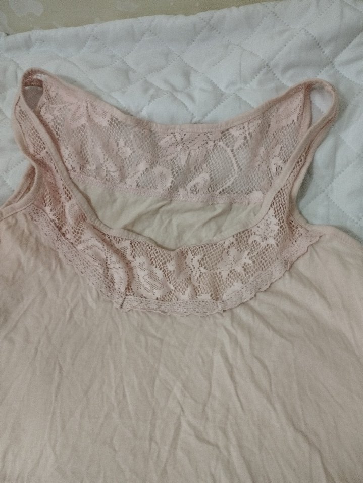 Dantelli Bej Keten Askılı Kadın Atlet - Görsel 2