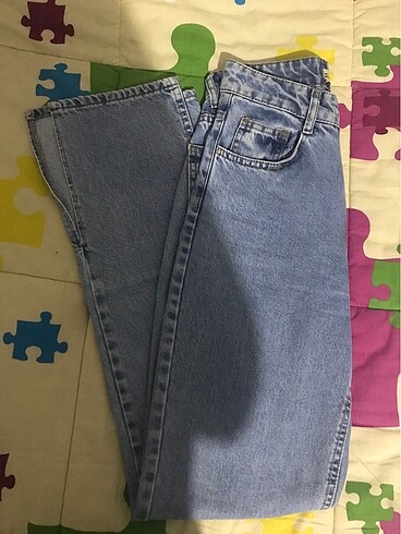 Wide leg paçaları yırtmaçlı jean