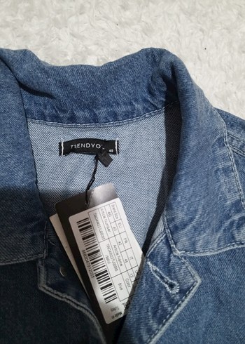 Düğmeli Mavi Denim Kadın Ceket - Görsel 2