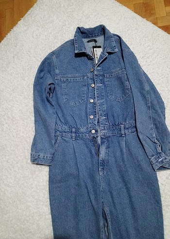 Düğmeli Mavi Denim Kadın Ceket - Görsel 3