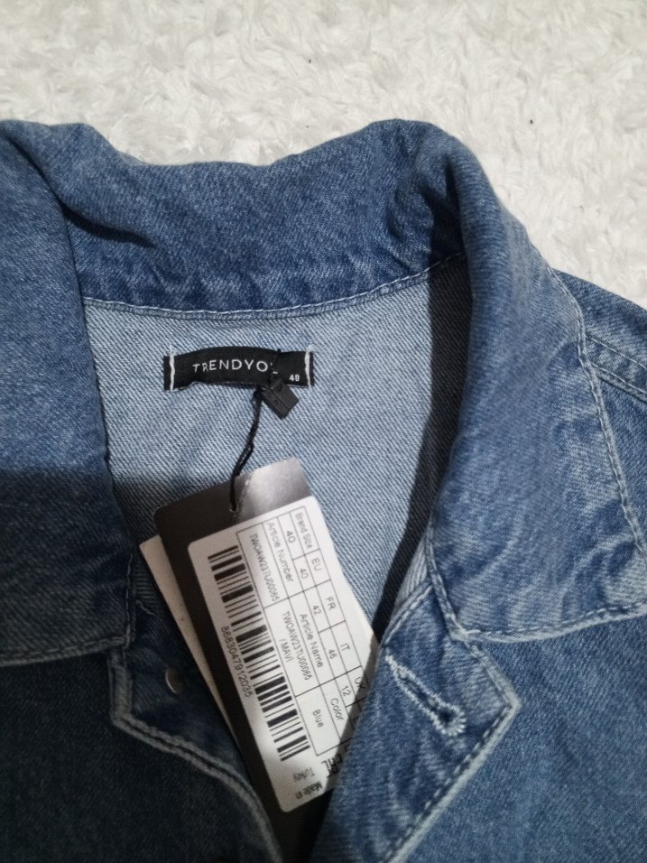 Düğmeli Mavi Denim Kadın Ceket - Görsel 2