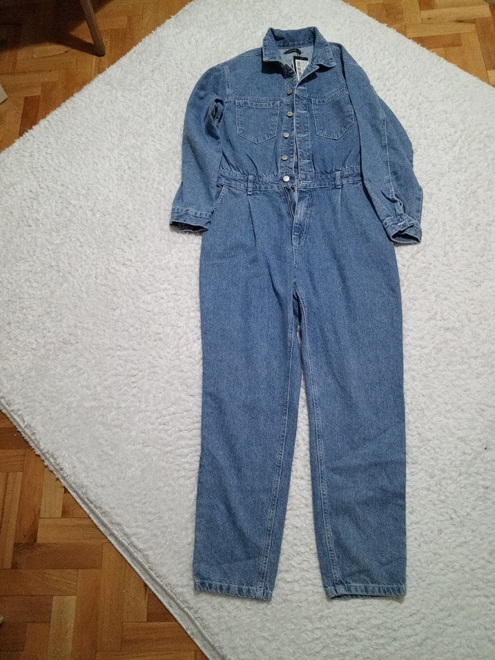 Düğmeli Mavi Denim Kadın Ceket - Görsel 4