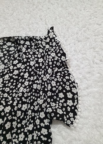 Volanlı Siyah Midi Elbise - Görsel 2