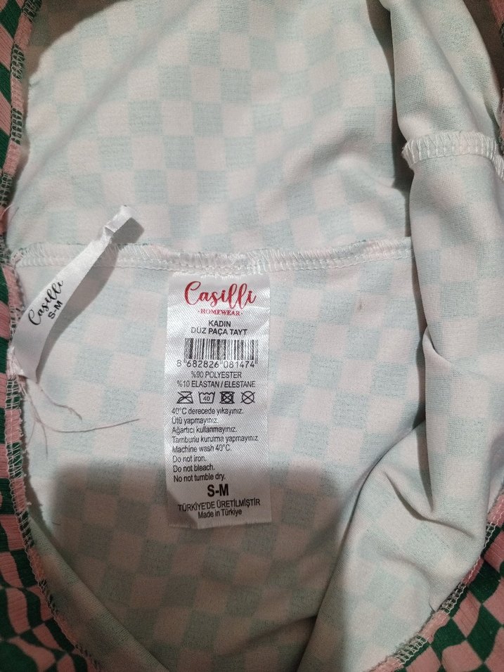 Yeşil Ekose Desenli Kız Tayt - Görsel 2