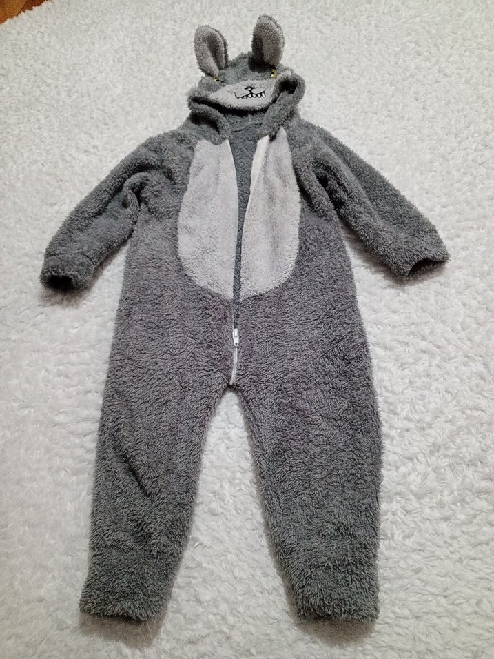 Gri Bebek Peluş Tulum Kapüşonlu - Görsel 3