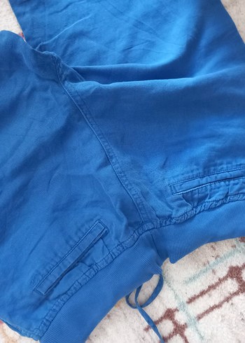 Mavi Rahat Kesim Keten Kadın Pantolon - Görsel 3