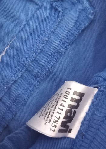 Mavi Rahat Kesim Keten Kadın Pantolon - Görsel 4