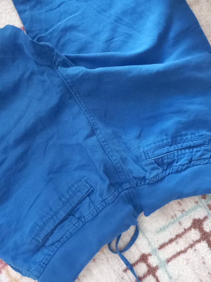 Mavi Rahat Kesim Keten Kadın Pantolon - Görsel 3