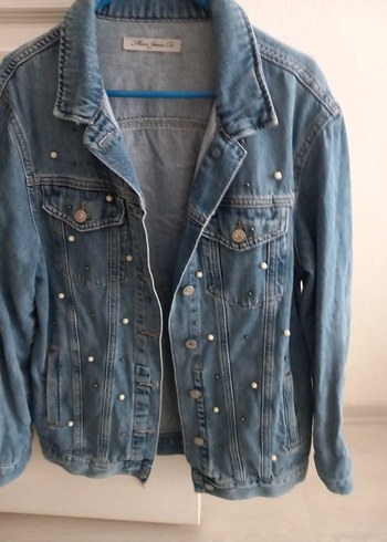 Düğmeli Mavi Kadın Denim Ceket - Görsel 2