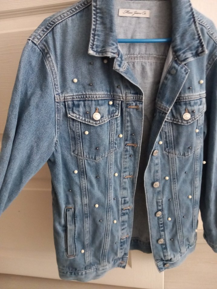 Düğmeli Mavi Kadın Denim Ceket - Görsel 4