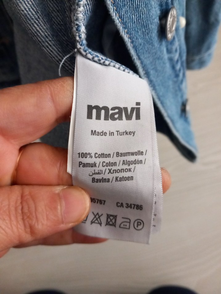 Düğmeli Mavi Kadın Denim Ceket - Görsel 3