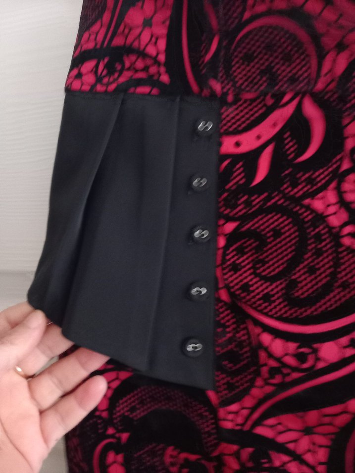 Bordo Desenli Gotik Midi Etek - Görsel 2