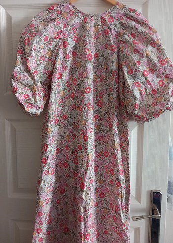 Pembe Desenli midi elbise - Görsel 4