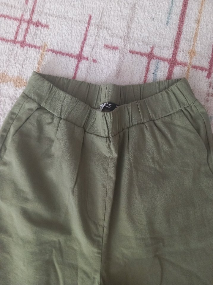 Kadın Haki Regular Fit Keten Pantolon - Görsel 2