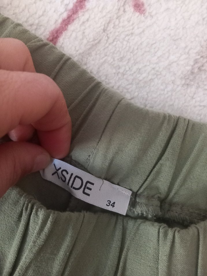 Kadın Haki Regular Fit Keten Pantolon - Görsel 4