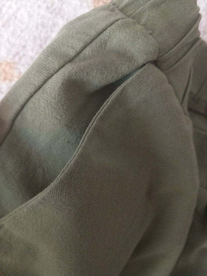 Kadın Haki Regular Fit Keten Pantolon - Görsel 5