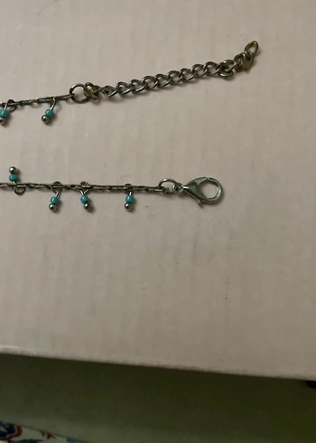 Turkuaz İşlemeli Zincir Detaylı Kadın El Zinciri yâda bileklik - Görsel 3