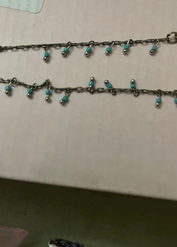 Turkuaz İşlemeli Zincir Detaylı Kadın El Zinciri yâda bileklik - Görsel 4