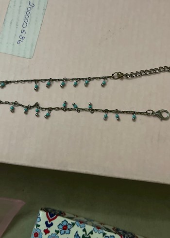 Turkuaz İşlemeli Zincir Detaylı Kadın El Zinciri yâda bileklik - Görsel 2