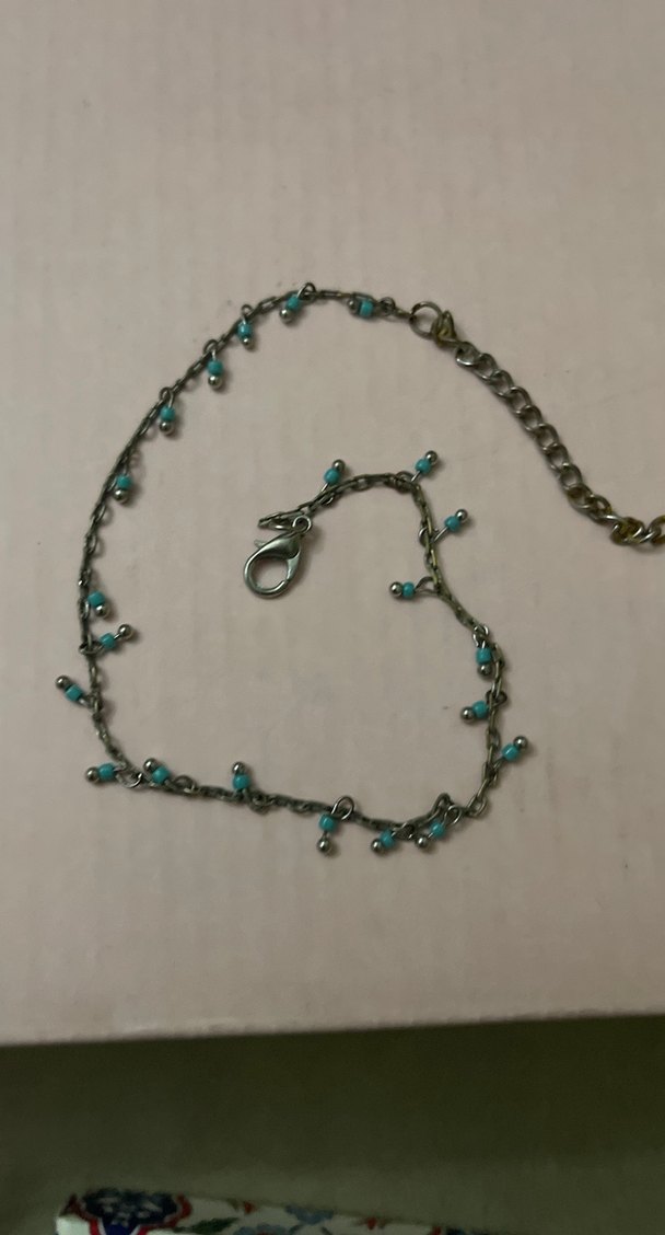 Turkuaz İşlemeli Zincir Detaylı Kadın El Zinciri yâda bileklik - Görsel 5