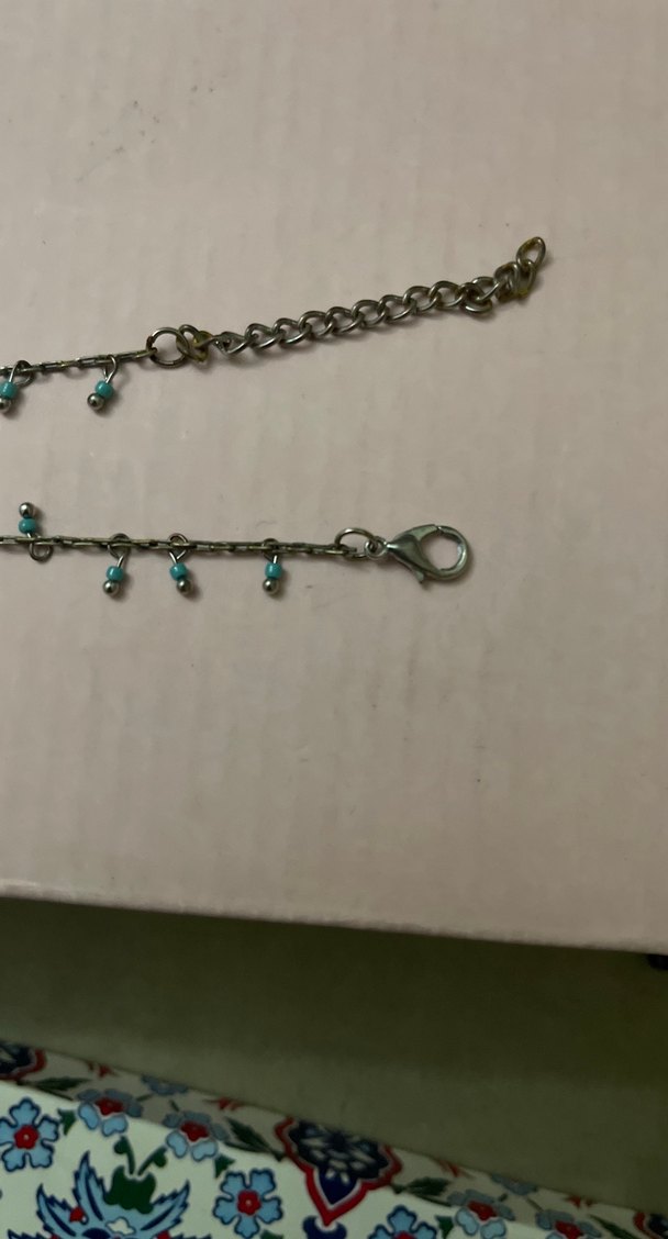 Turkuaz İşlemeli Zincir Detaylı Kadın El Zinciri yâda bileklik - Görsel 3