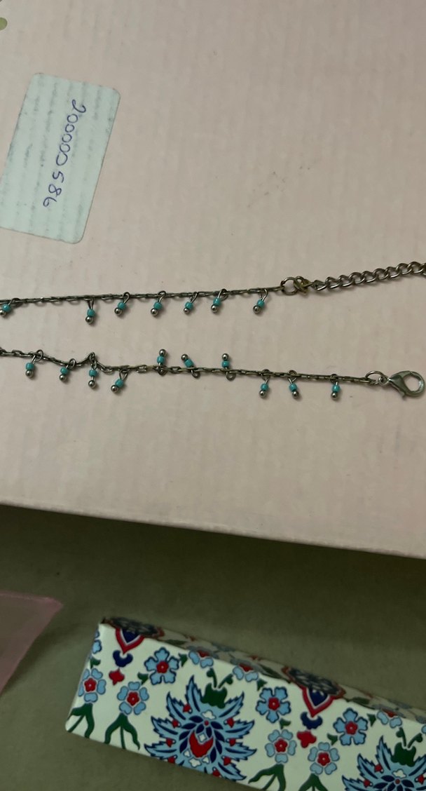 Turkuaz İşlemeli Zincir Detaylı Kadın El Zinciri yâda bileklik - Görsel 2