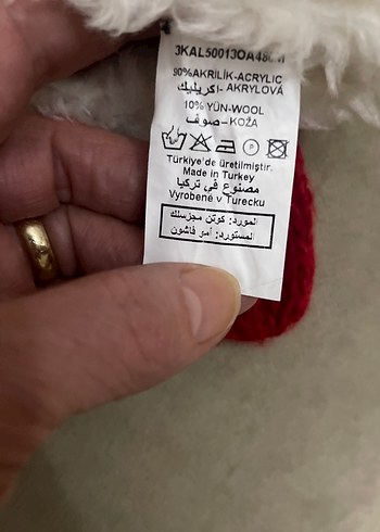 Kırmızı Örgü Kız Eldiveni Tüylü Kenar - Görsel 4