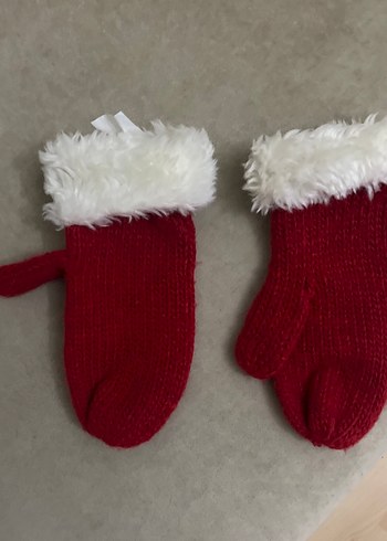 Kırmızı Örgü Kız Eldiveni Tüylü Kenar - Görsel 6