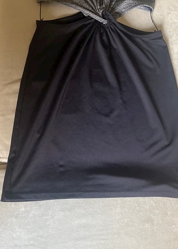 Gri ve Siyah Drapeli Midi Elbise - Görsel 6